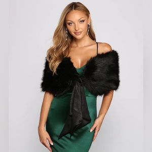Black Faux Fur Shawl